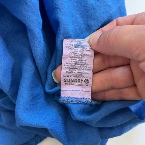 Sundry Button Up Adjustable Sleeve Top Blue Size 3 Large - Picture 8 of 9